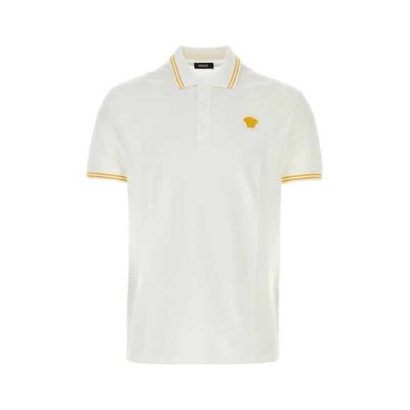 Versace Men White Piquet Polo Shirt